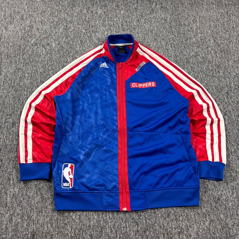 Vintage Y2K Los Angeles Clippers Adidas Basketball Track Jacket Blue Red XL